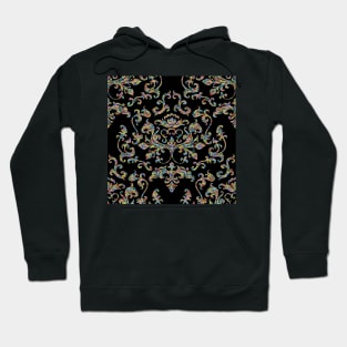 Damask Variations: Hippie Love on Black Hoodie